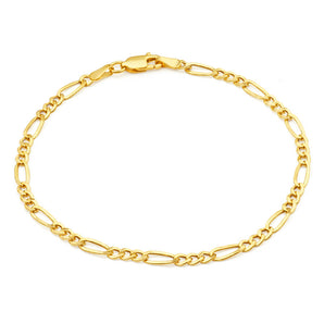 9ct Yellow Gold Figaro Hollow 19cm Bracelet 80Gauge