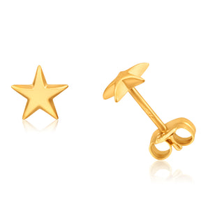 9ct Yellow Gold Small Star Stud Earrings