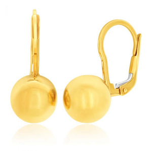 9ct Yellow Gold Euroball Drop Earrings