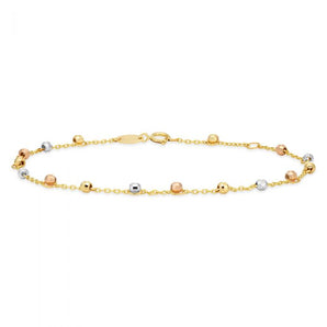 9ct Yellow Gold Trace Link Ball Charms 19cm Bracelet