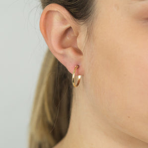 9ct Yellow Gold 15mm Plain Hoop Earrings