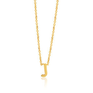 9ct Yellow Gold Initial "J" Pendant on 43cm Chain