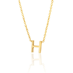 9ct Yellow Gold Initial "H" Pendant On 43cm Chain