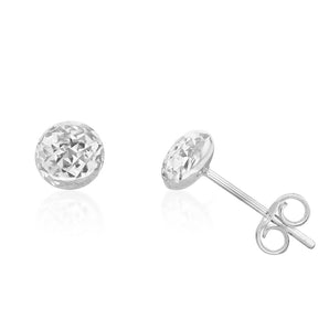 9ct White Gold Textured 5.5mm Stud Earrings