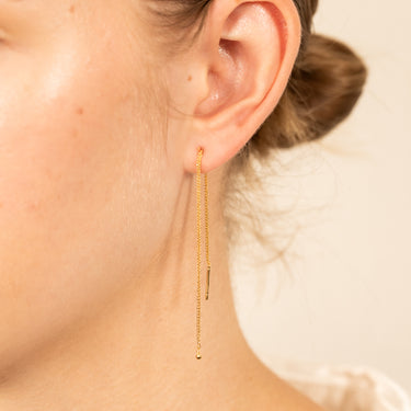 9ct Yellow Gold Chain Threader Drop Earrings