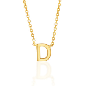 9ct Yellow Gold Initial "D" Pendant on 43cm Chain