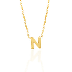 9ct Yellow Gold Initial "N" Pendant On 43cm Chain