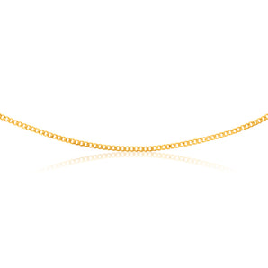 9ct Yellow Gold Concave Extra Flat 80 Gauge 3mm Curb 45cm Chain