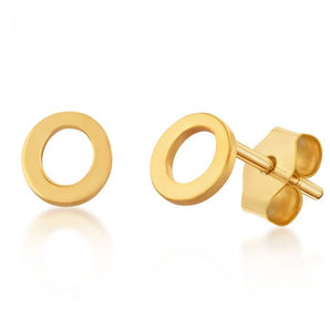 9ct Yellow Gold Mini Initial "O" Stud Earrings