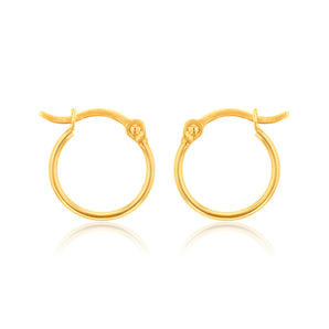 9ct Yellow Gold Polish 10mm Hoop Earring