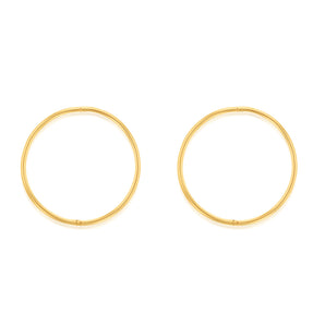 9ct Yellow Gold 25mm Plain Sleeper Earrings