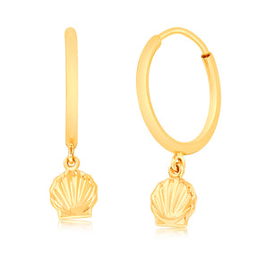 9ct Yellow Gold Fancy  Shell Earrings
