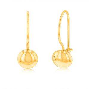 9ct Yellow Gold Polished 5.4mm Flat Euroball Earrings