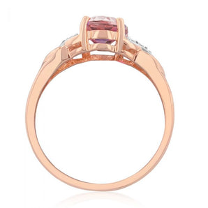 9ct Created Peach Sapphire and Diamond Ring