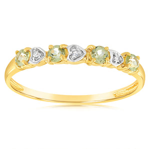 9ct Yellow Gold Peridot and Diamond Ring