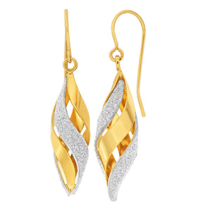 9ct Yellow Gold Silver Filled Stardust Twist Cage Drop Earrings