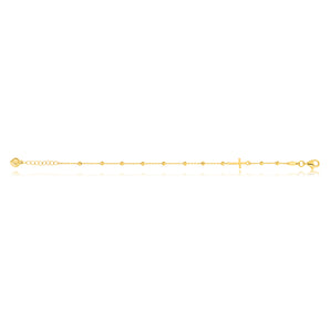 9ct Yellow Gold Filled 19cm Cross & Beads Bracelet
