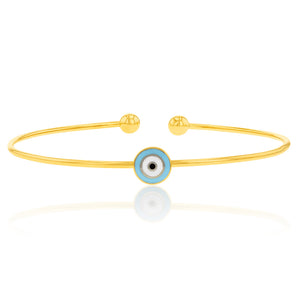 9ct Yellow Gold Silverfilled Evil Eye On Open Bangle