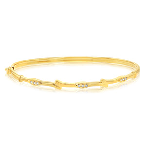 9ct Yellow Gold Silverfilled Cubic Zirconia Fancy Bangle
