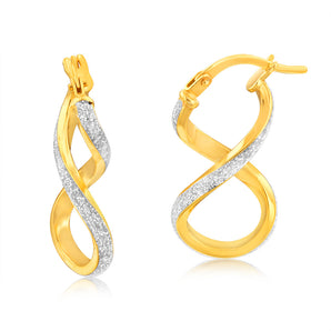 9ct Yellow Gold Silverfilled Stardust Infinity Hoop Earrings