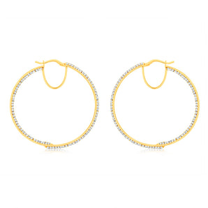 9ct Yellow Gold Silverfilled Crystals On Hoop Earrings