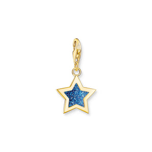 THOMAS SABO Yellow-Gold Plated Star Charm With Dark Blue Glitter