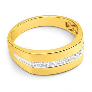 His and Hers Rings  9ct Yellow Gold Diamond Mens Ring with 10 Brilliant Diamonds