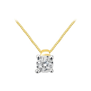 9ct Yellow Gold Lovely Diamond Pendant With 45cm Chain