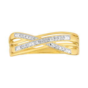 9ct Yellow Gold Diamond Ring with 20 Brilliant Diamonds