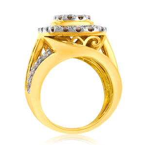 9ct Yellow Gold 3 Carat Diamond Ring with Brilliant and Tapered Baguette Diamonds