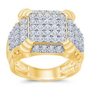 9ct Yellow Gold 3/4 Carat Diamond Mens Ring