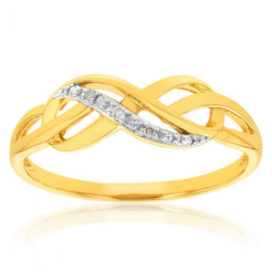 9ct Yellow Gold Diamond Infinity Ring
