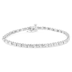 Sterling Silver Diamond Bracelet with Length 18CM
