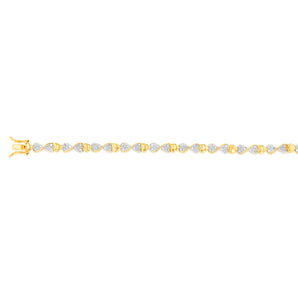 Gold Plated Silver 1/2 Carat Diamond Heart & Infinity Bracelet 18cm Length