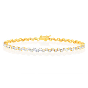 2 Carat Diamond Tennis Bracelet in 10ct Yellow Gold