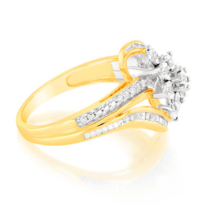10ct Yellow Gold Diamond Ring With 0.18 Carat Of Diamonds