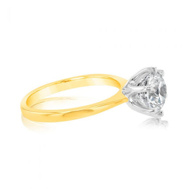 Luminesce Lab Grown Certified 2 Carat Solitaire Engagement Ring in 18ct Yellow Gold