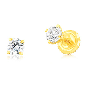 Luminesce Lab Grown 1/2 Carat Diamond Solitaire Earrings in 14ct Yellow Gold