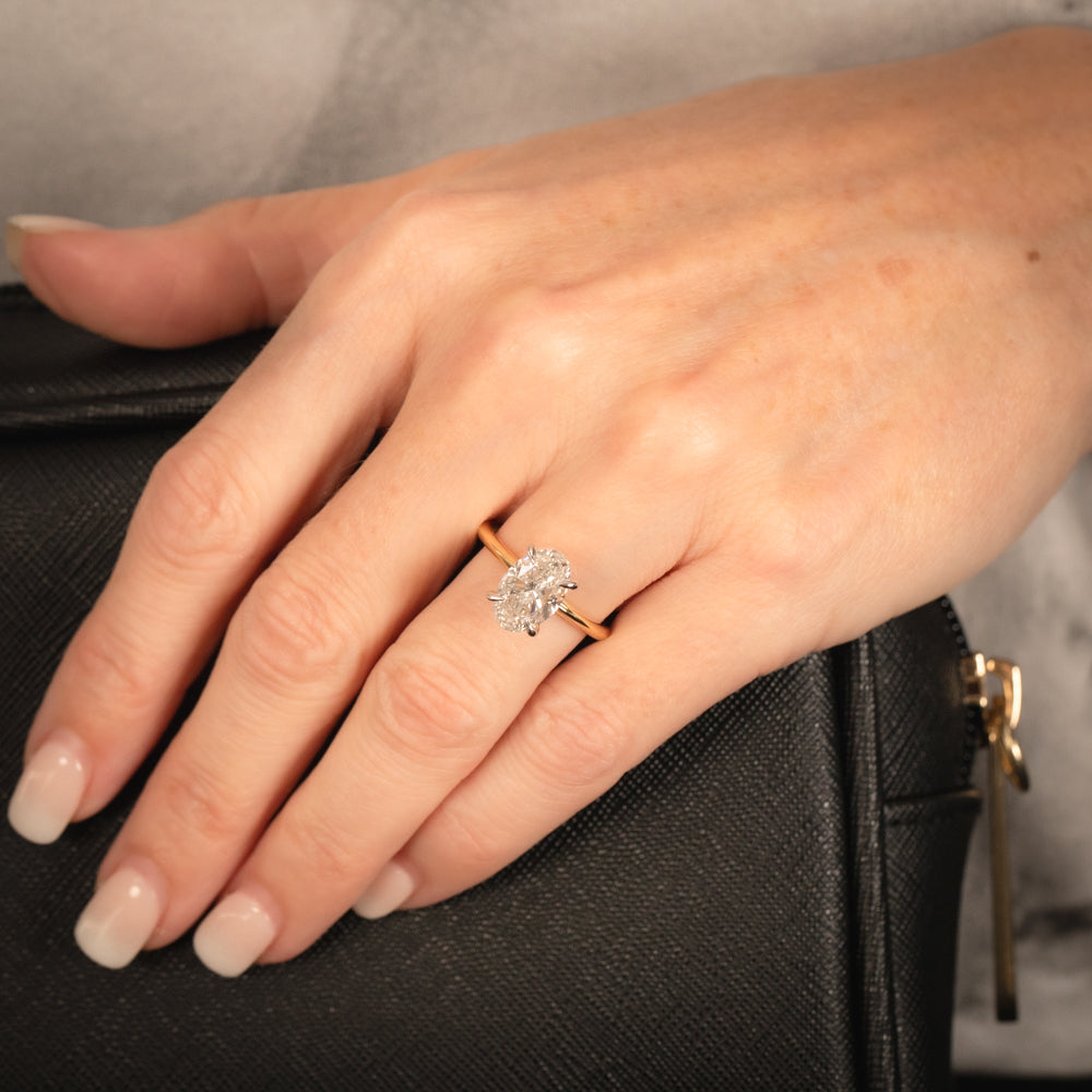 Oval Engagement Cushion Cut Solitaire Ring Super Thin Band