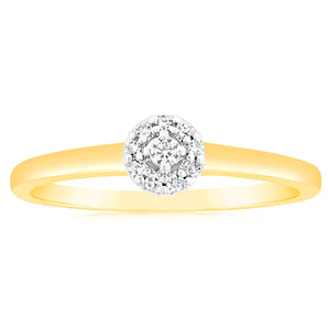 9ct Yellow Gold Luminesce Lab Grown Ring with 10 Brilliant Diamonds