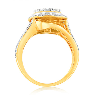 1Carat Luminesce Lab Grown 93Brilliant cut & 44Tappered cut Diamonds in 9ct Yellow gold
