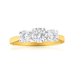 9ct Yellow Gold Trilogy Cubic Zirconia Ring