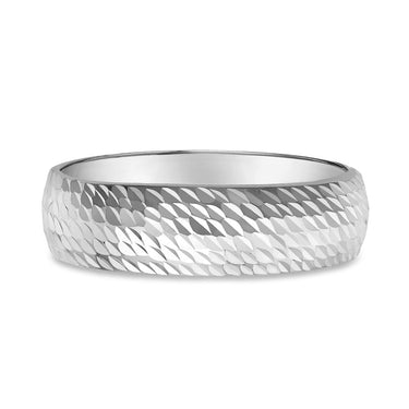 9K White Gold 5 mm Diamond-Cut Ring