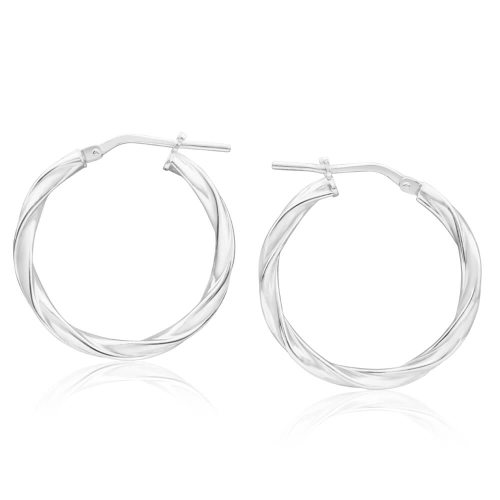 Sterling Silver Hoop Earrings,Blue Hoops Earrings For Women-Hypoallergenic 925 Sterling Silver Earrings,Cubic Zirconia Earings For Girls,20mm Hoops Earrings For Girls