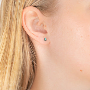 Sterling Silver Created Turquoise Stud Earrings