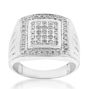 10 Points of Diamond Gents Ring in Sterling Silver