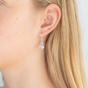Sterling Silver Pear Drop Claw Set Earrings
