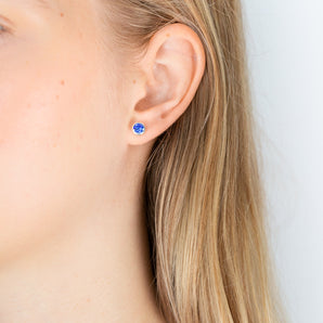 Sterling Silver Swarovski Sapphire Crystal Stud Earrings