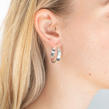 Sterling Silver 25mm Flat Edge Hoop Earrings