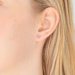 Sterling Silver 5mm Rose Crystal Stud Earrings